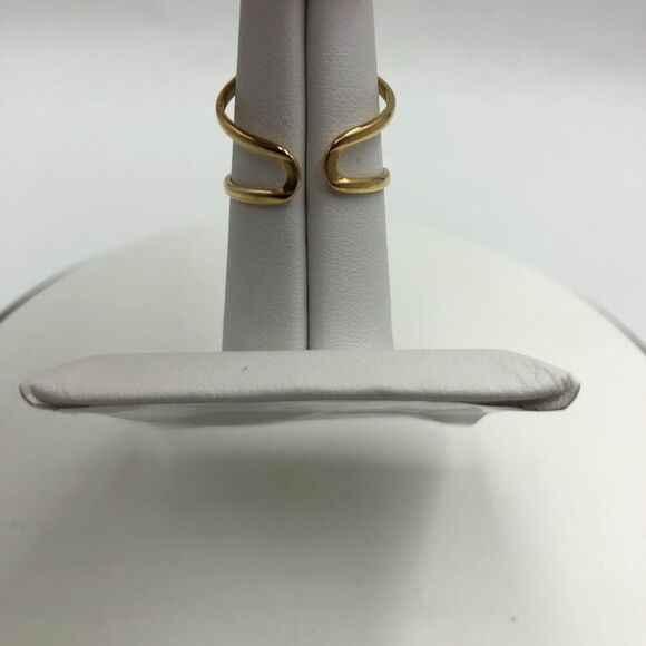 18K Gold Plated Women's Finger Ring Textured Open Back Everyday Modern Fashion - Picture 5 of 9